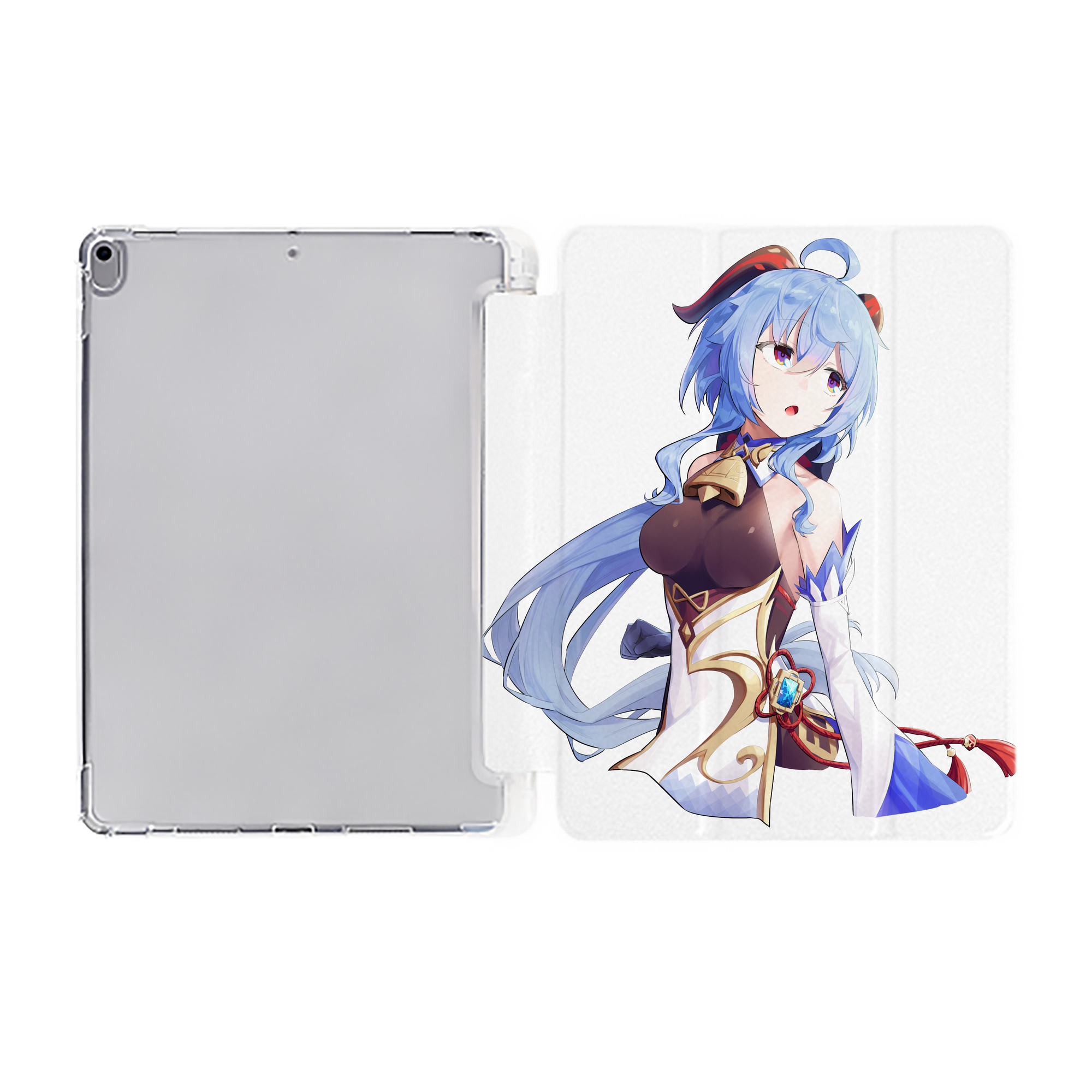 げんし神 甘雨 かんう genshin Ganyu IPad ケース ペン収納付き 三つ折りスタンド PUレザー×シリコン 対応機種9.5/10.5/10.9インチ